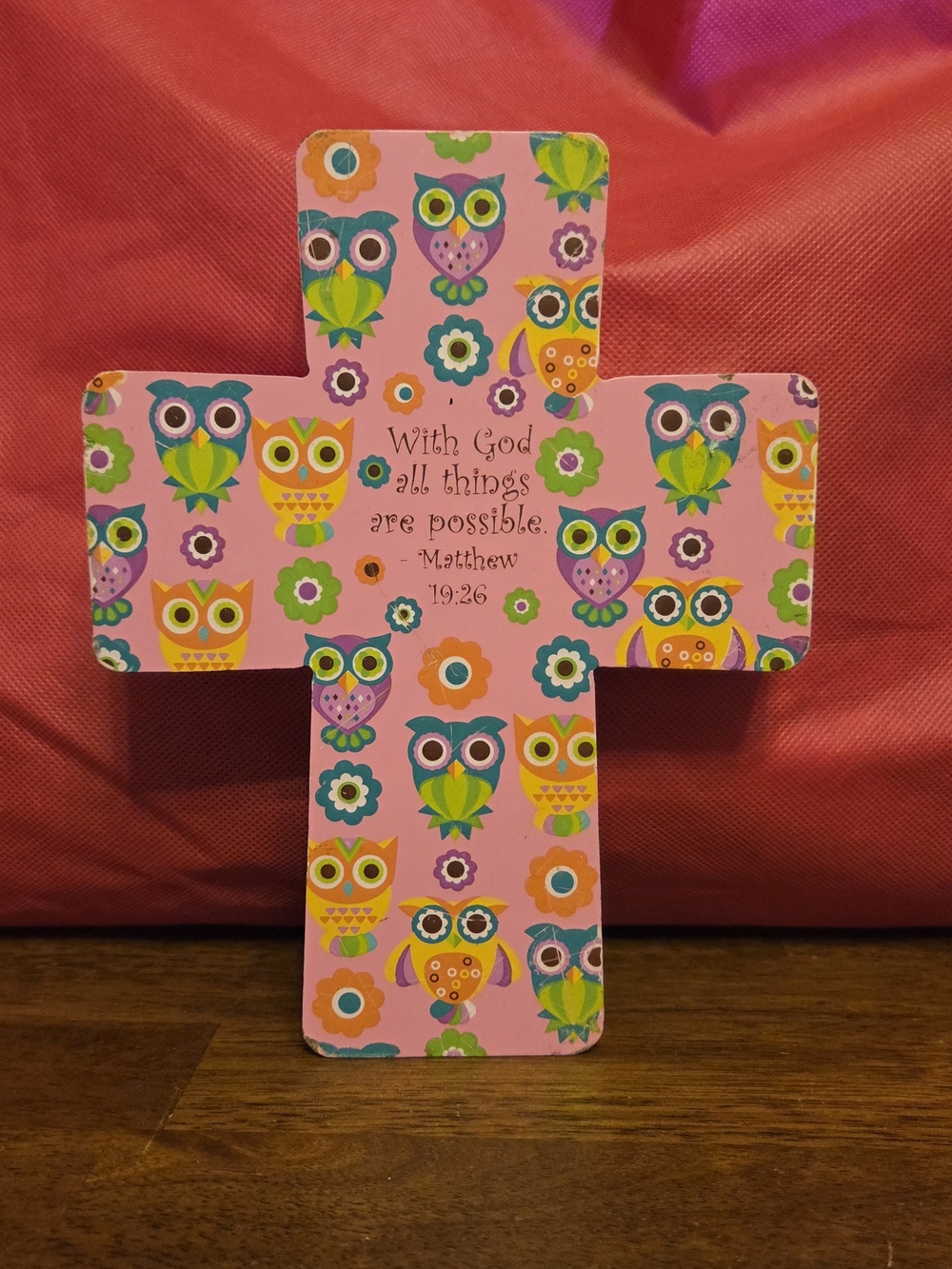 Pink Owl Cross Wall Decor - Kids Toys
